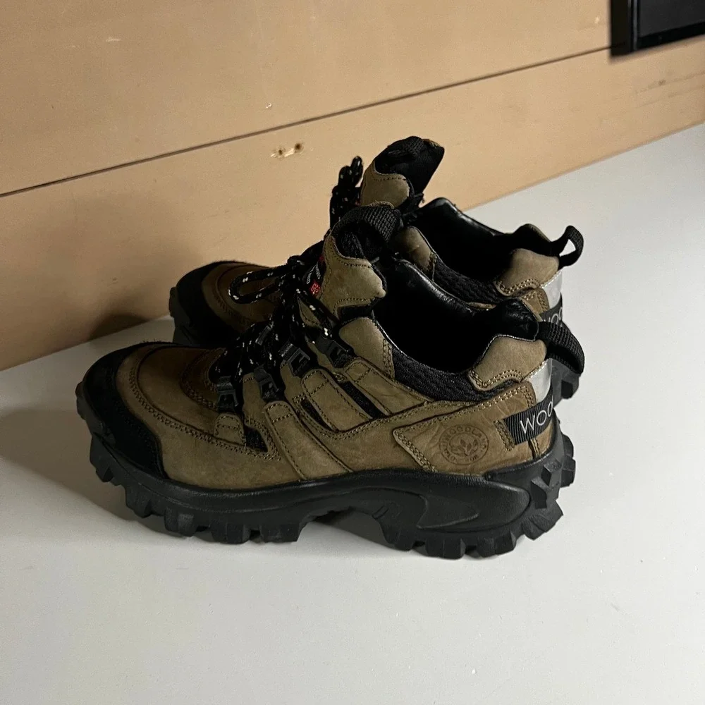 Woodland U-TREK Urban Trekking Boots Khaki Black Leather Chunky Hiking Shoes 40‎